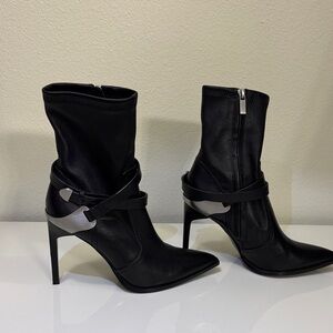 Reiss Black and Silver Heeled Boots